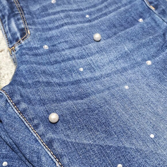 a.n.a. Denim Jeans with Pearls & Rhinestones. Mid-Rise Skinny, Size 10. NWT. - Picture 6 of 16